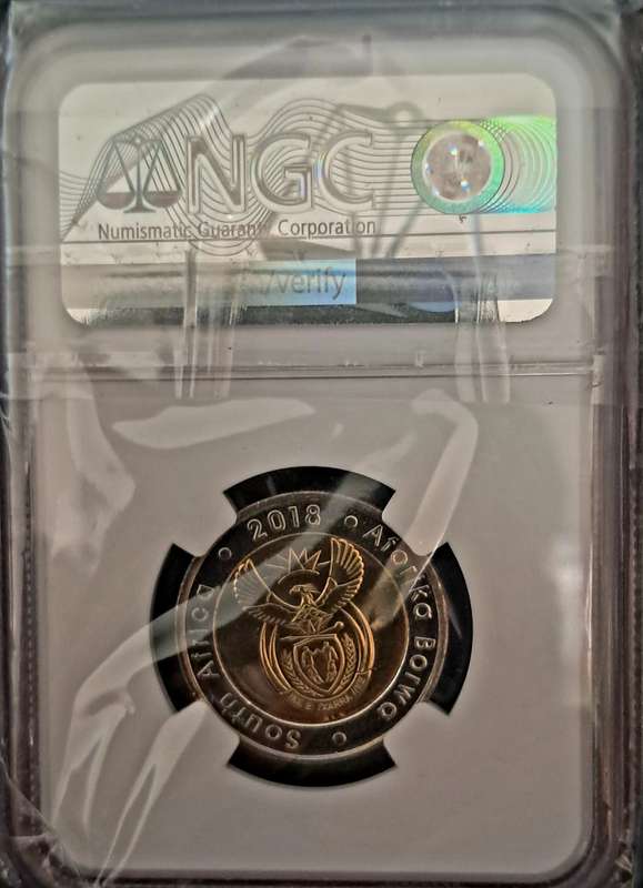 2018 MS67 Mandela Centenary 5 Rand Coin