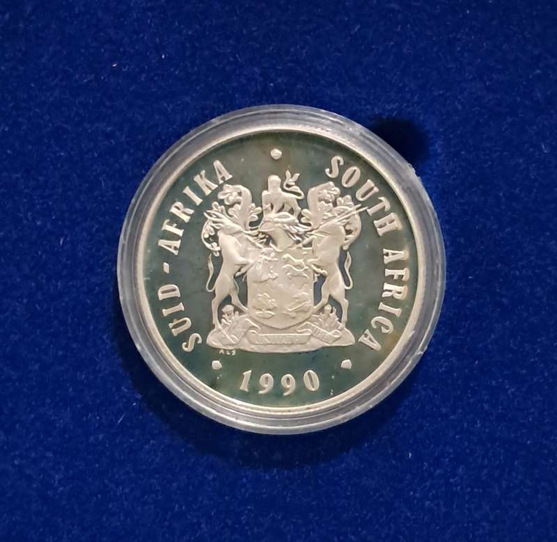 1990 Silver Proof One Rand in SAM Box
