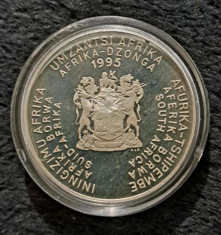1995 Rugby World Cup 1oz Silver 2 Rand Coin