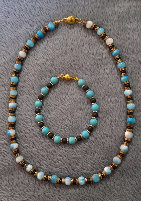 Stone Beads Neclace and Bracelet Set