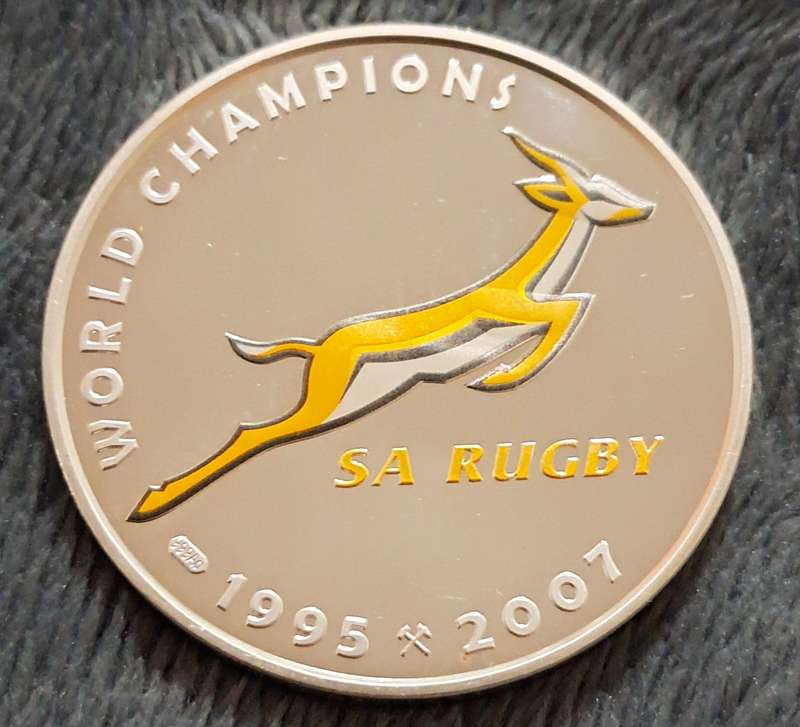 Silver Proof Medallion Springboks and Nelson Mandela