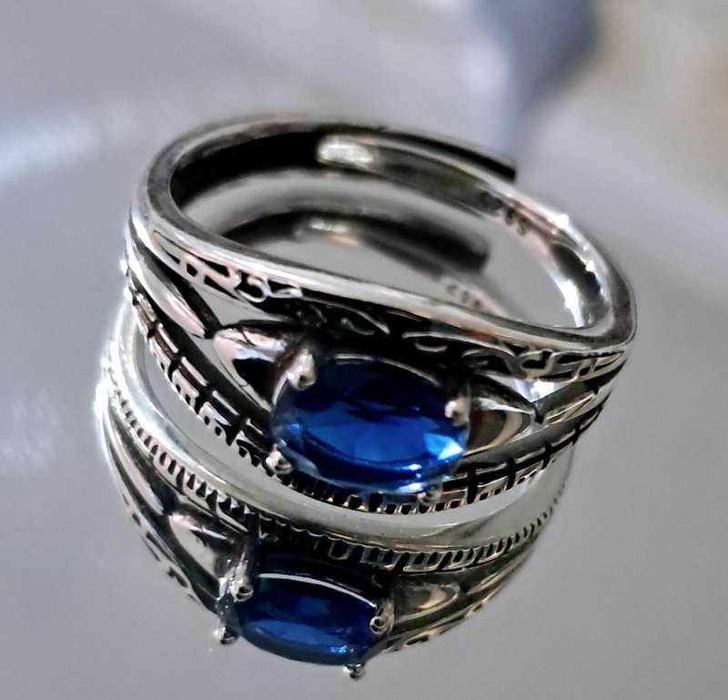 Adjustable Silver Ring Synthetic Zirconia