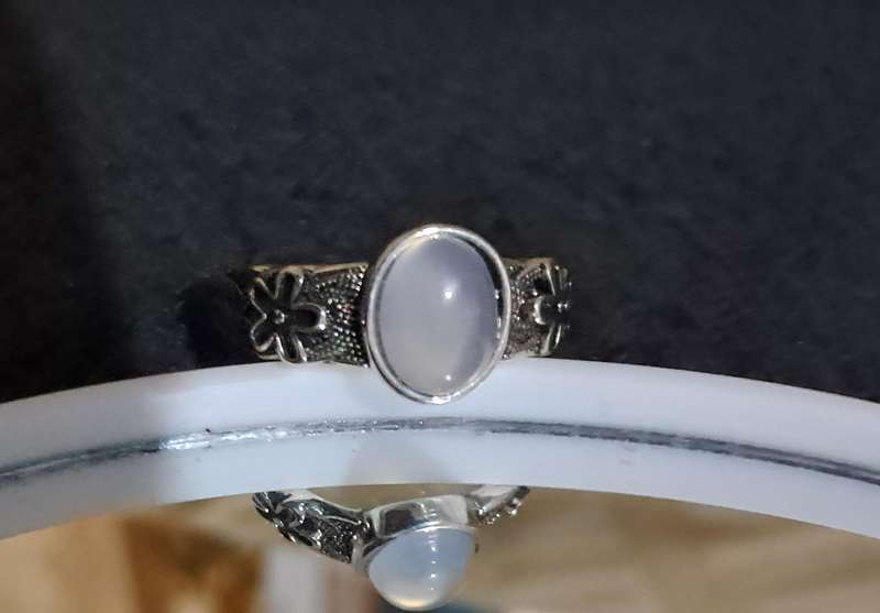 Adjustable Sterling Silver Ring Artificial Jade