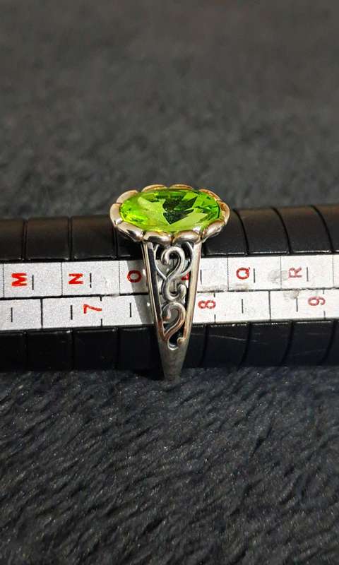 Sterling Silver Green Zirconia Adjustable Ring