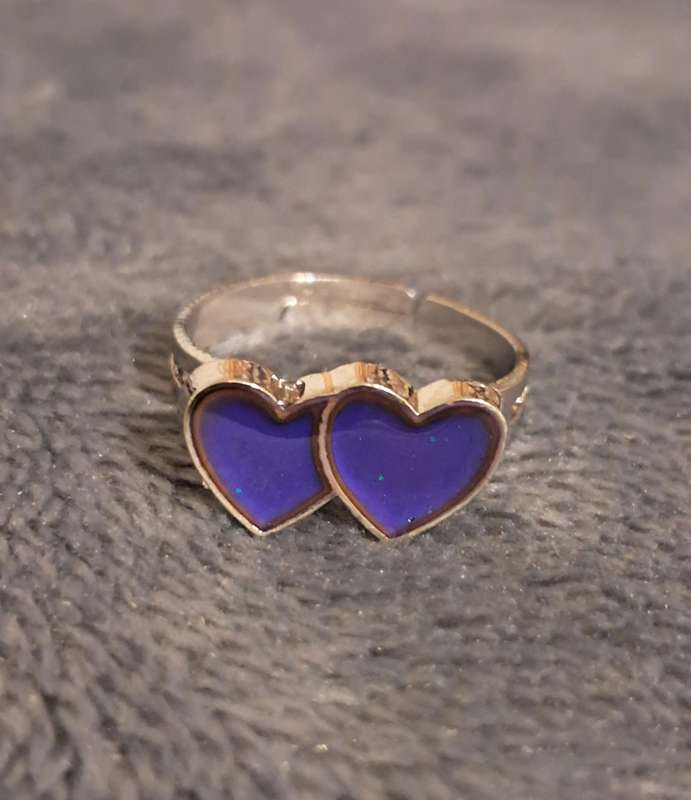 Double Heart Adjustable Mood Ring