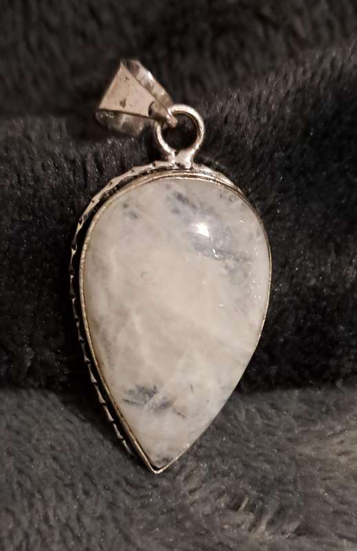 Genuine Moonstone Silver Plated Teardrop Pendant