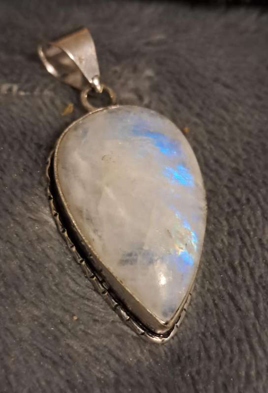 Genuine Moonstone Silver Plated Teardrop Pendant