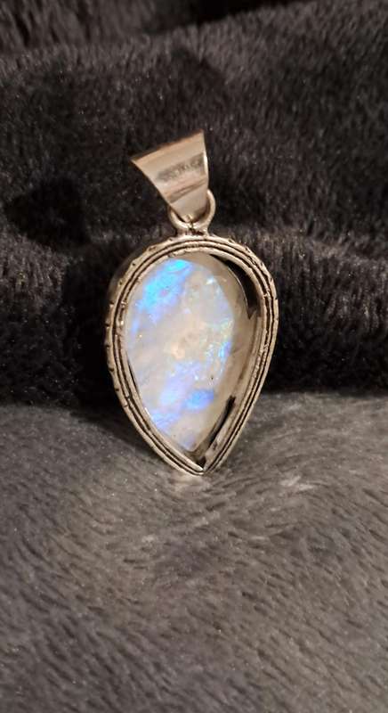 Genuine Moonstone Silver Plated Teardrop Pendant