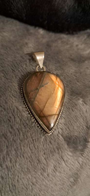 Genuine Labradorite Pendant Silver Platedl