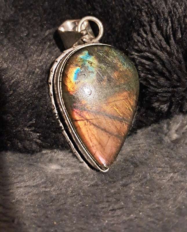 Genuine Labradorite Silver Plated Pendant