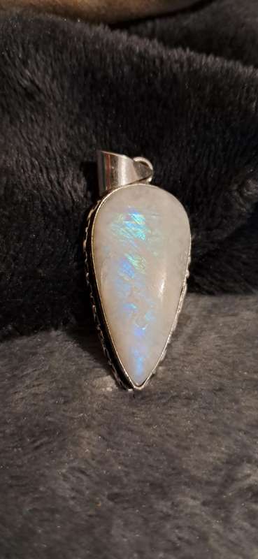 Genuine Moonstone Silver Plated Teardrop Pendant
