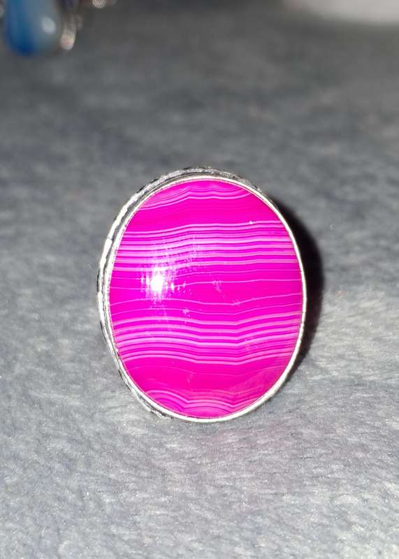 Lace Onyx Gemstone Ring Pink