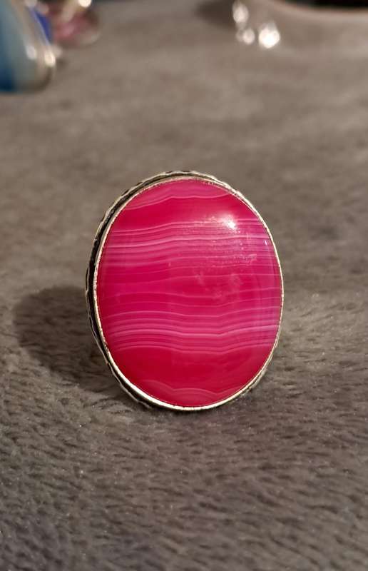 Lace Onyx Gemstone Ring Pink