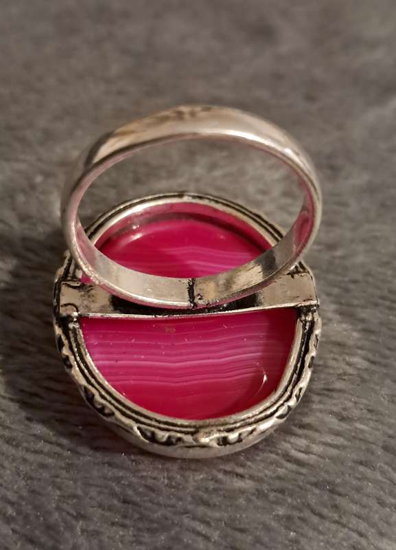 Lace Onyx Gemstone Ring Pink