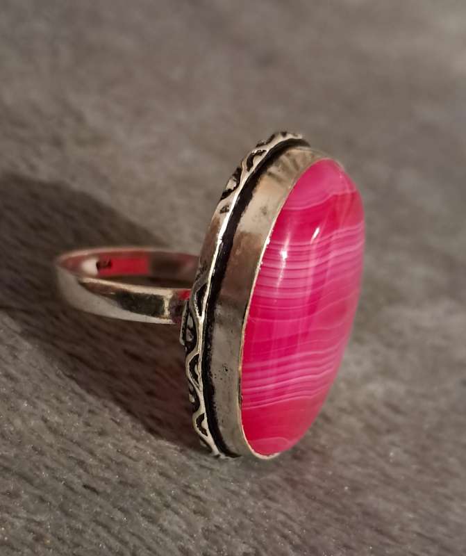 Lace Onyx Gemstone Ring Pink