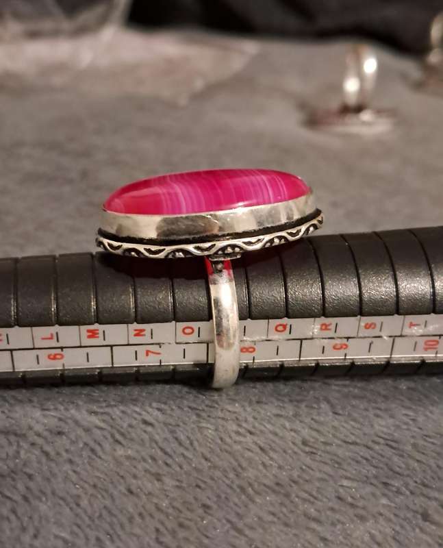 Lace Onyx Gemstone Ring Pink