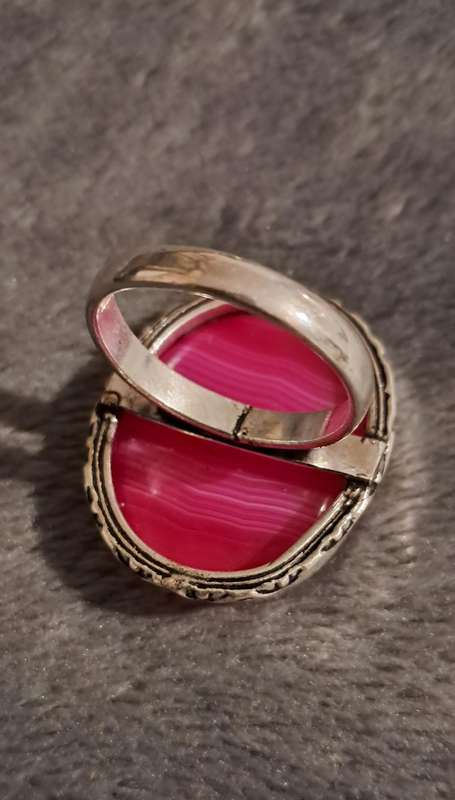 Lace Onyx Gemstone Ring Pink