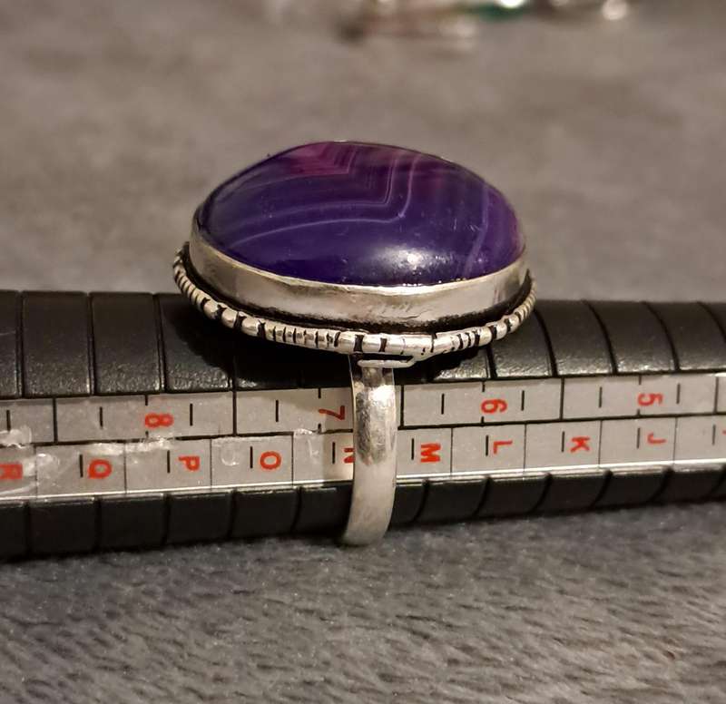 Genuine Onyx Gemstone Ring  Purple