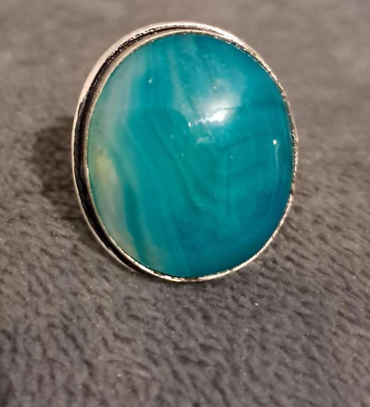 Genuine Onyx Gemstone Ring Silver Plated