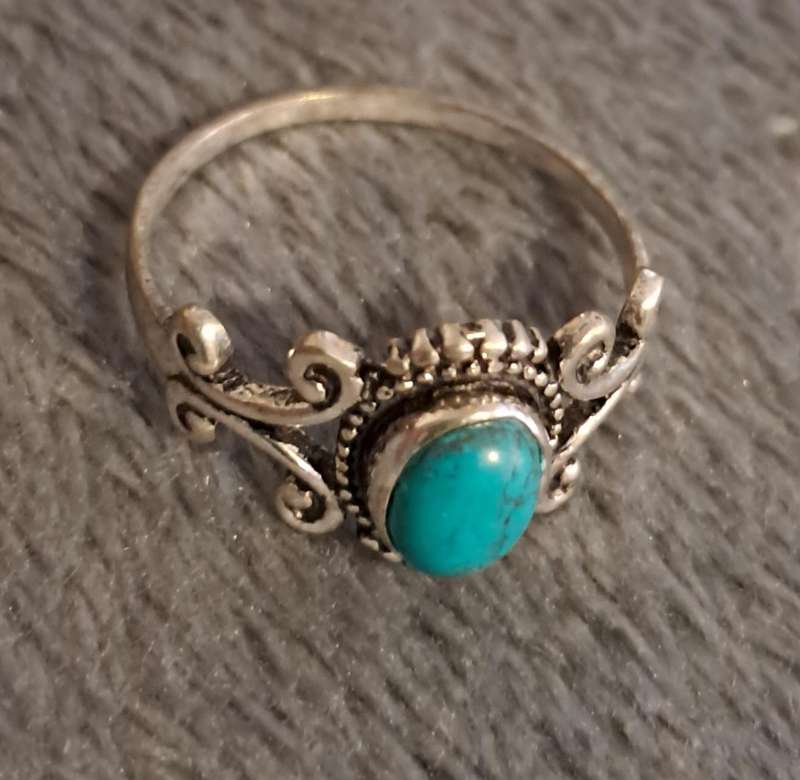 Silver Plated Stone Ring Size 7