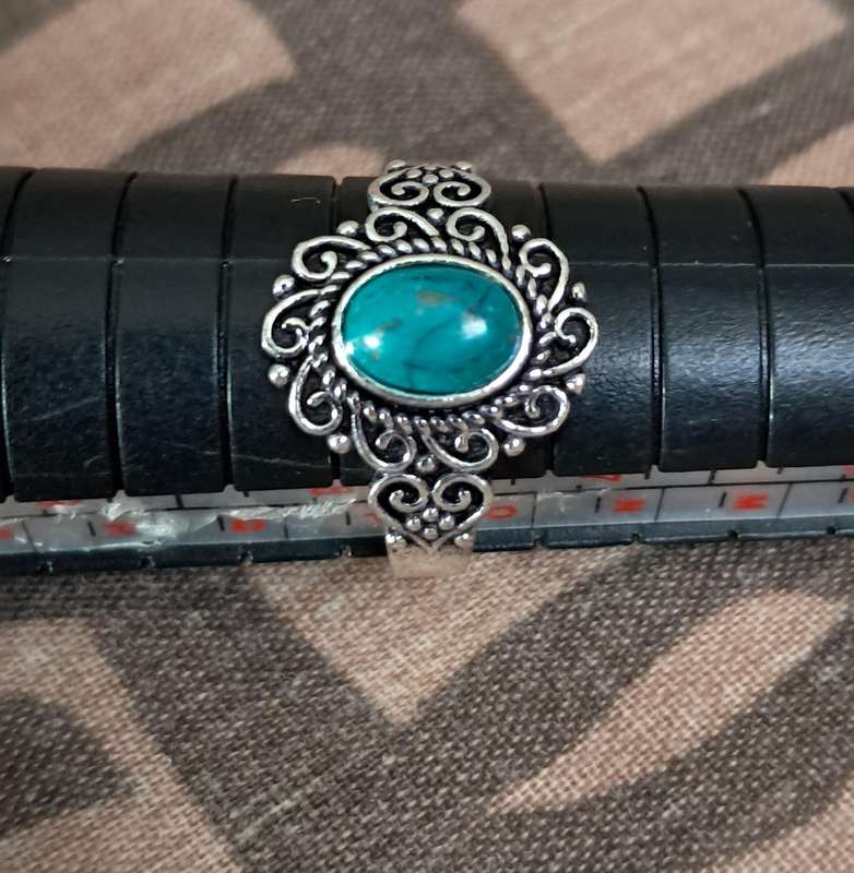 Stone Ring Silver Plated Size 8