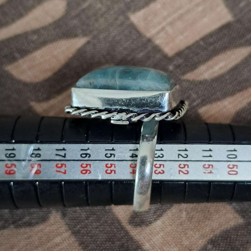 Natural Stone Adjustable Silver Plated Ring Blue