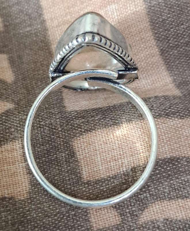 Natural Stone Adjustable Silver Plated Ring Clear
