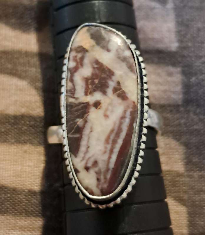Natural Stone Adjustable Silver Plated Ring