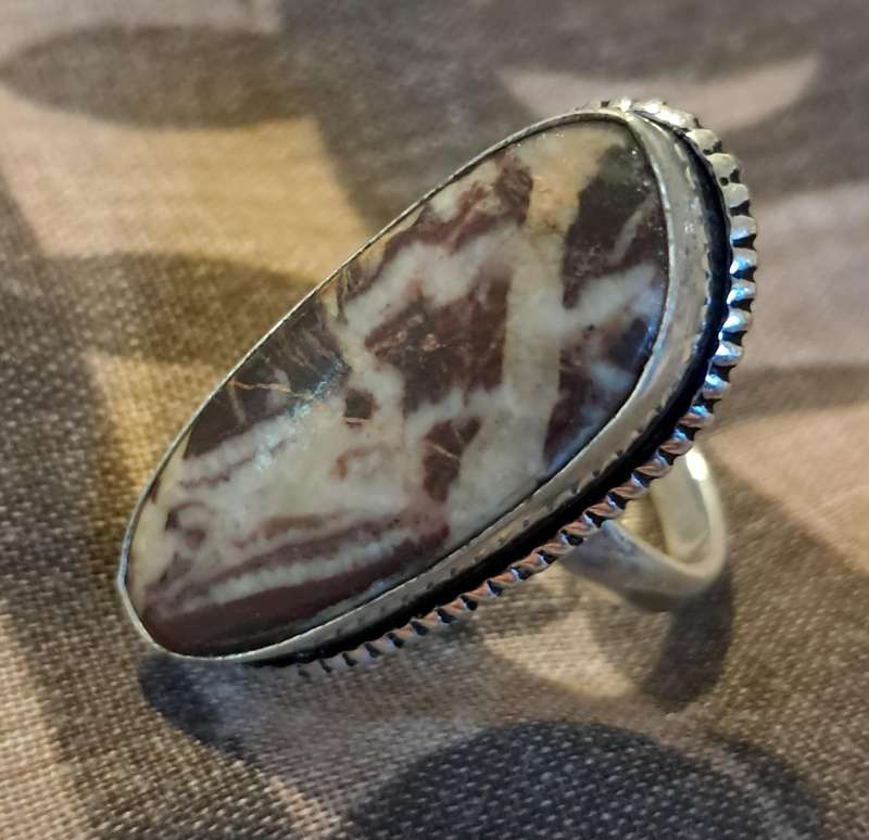 Natural Stone Adjustable Silver Plated Ring