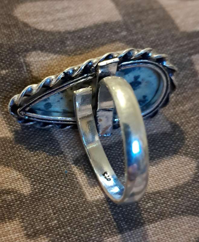 Natural Stone Adjustable Silver Plated Ring