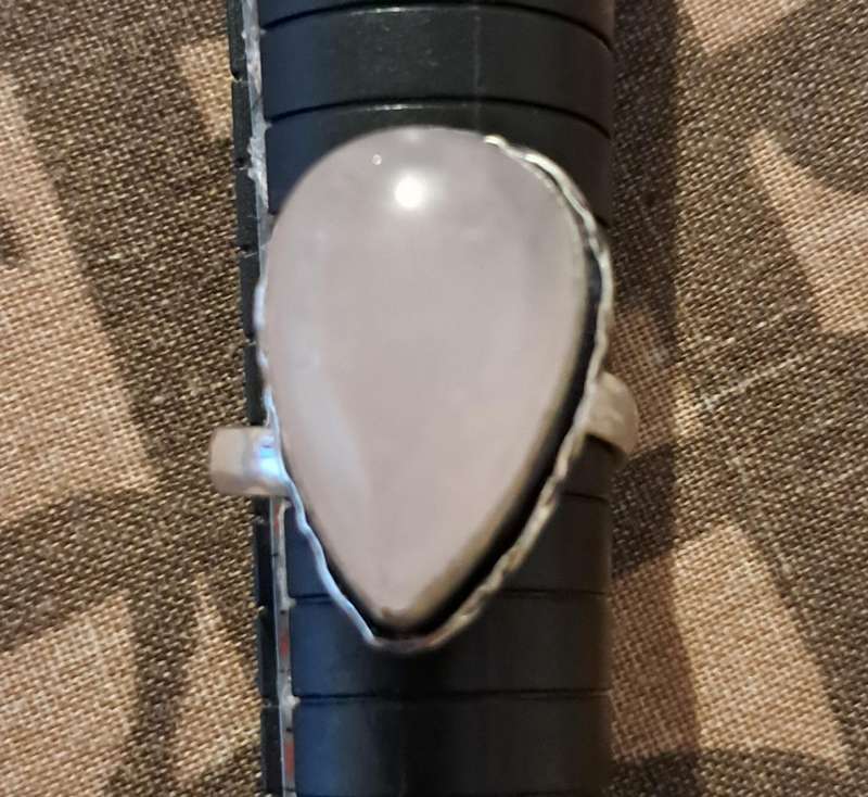 Natural Stone Adjustable Silver Plated Ring