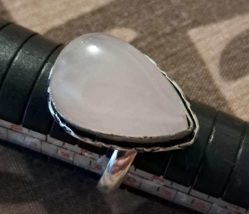Natural Stone Adjustable Silver Plated Ring