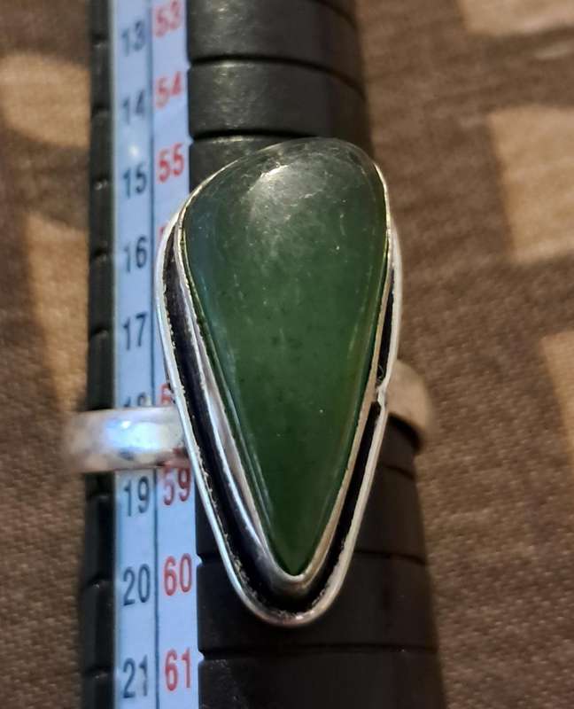 Natural Stone Adjustable Silver Plated Ring