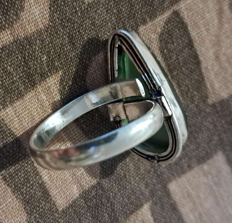 Natural Stone Adjustable Silver Plated Ring