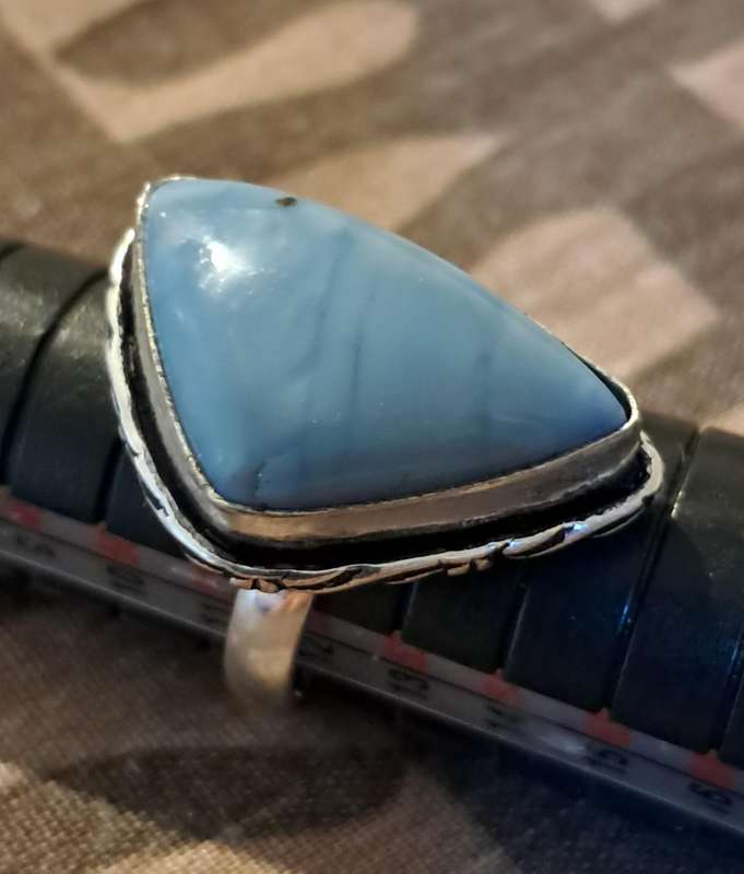 Natural Stone Adjustable Silver Plated Ring