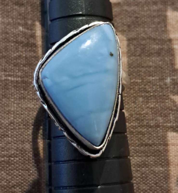 Natural Stone Adjustable Silver Plated Ring