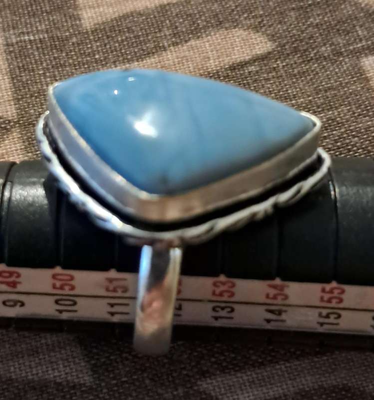 Natural Stone Adjustable Silver Plated Ring
