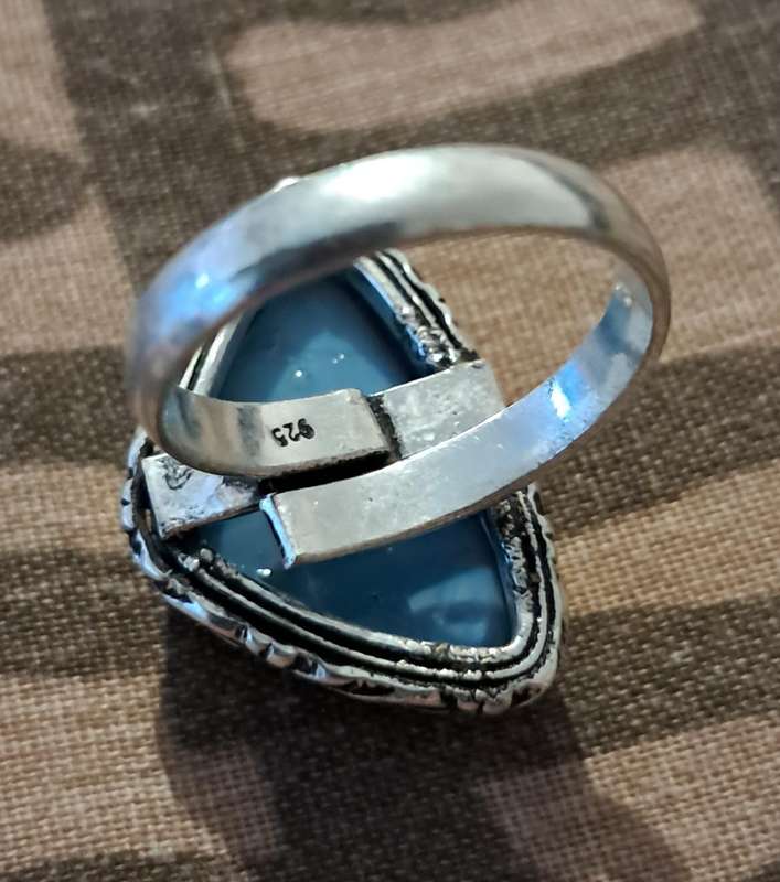 Natural Stone Adjustable Silver Plated Ring