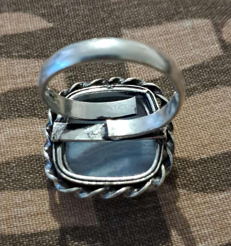Natural Stone Adjustable Silver Plated Ring