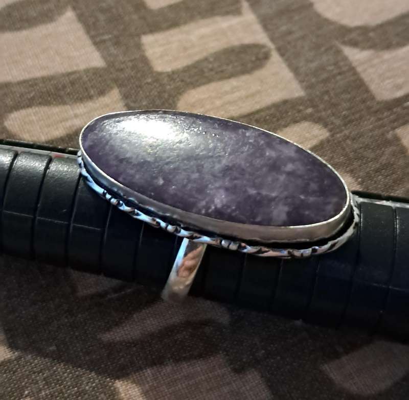 Natural Stone Adjustable Silver Plated Ring