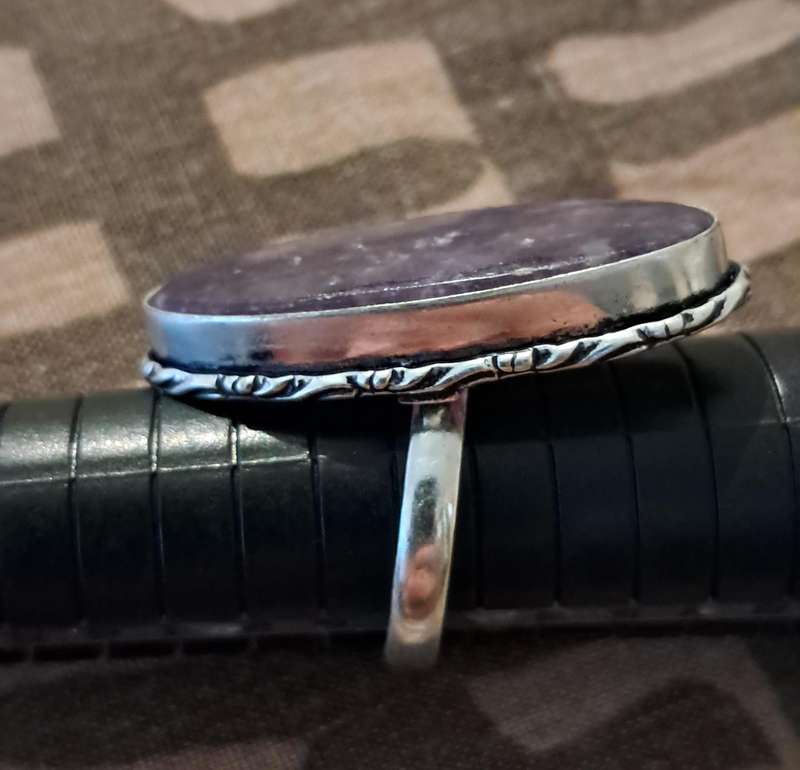 Natural Stone Adjustable Silver Plated Ring