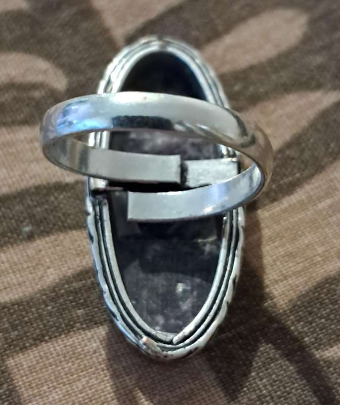 Natural Stone Adjustable Silver Plated Ring