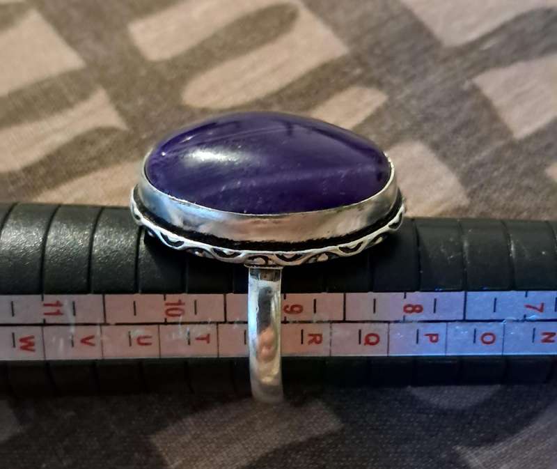 Natural Stone Silver Plated Ring  Size 9