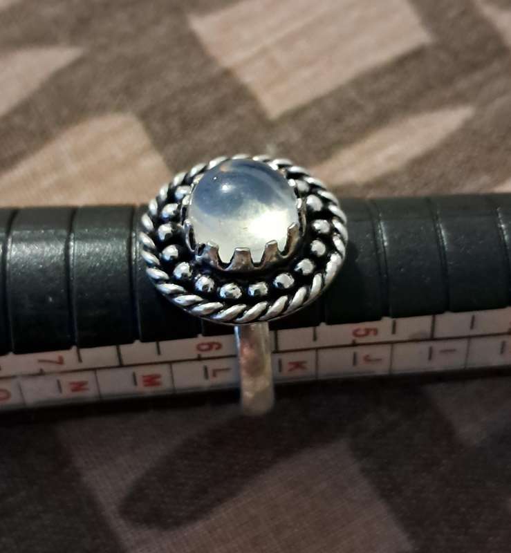 Opalite Ring Silver Plated Size 6