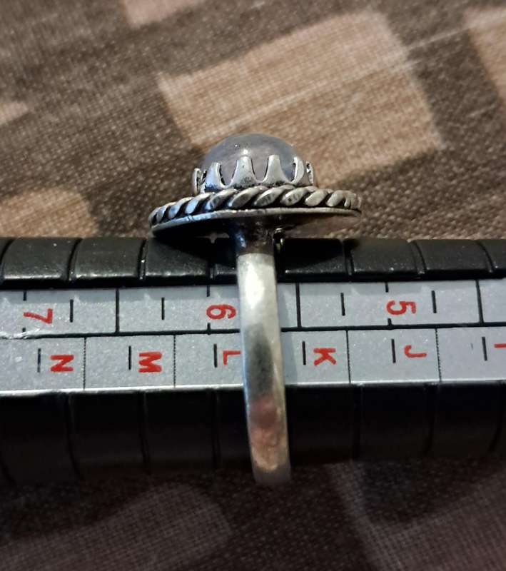 Opalite Ring Silver Plated Size 6