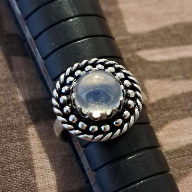 Opalite Ring Silver Plated Size 6