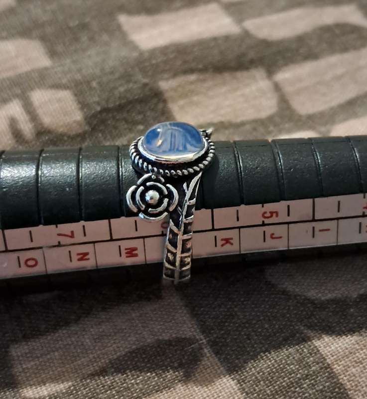 Opalite Ring Silver Plated Size 6