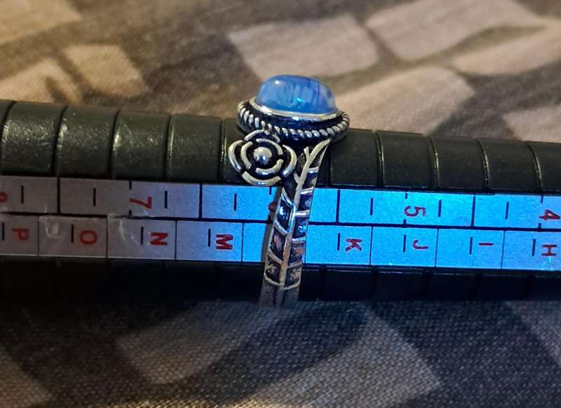Opalite Ring Silver Plated Size 6