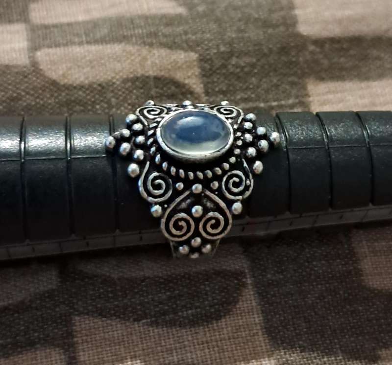 Opalite Ring Silver Plated Size 5