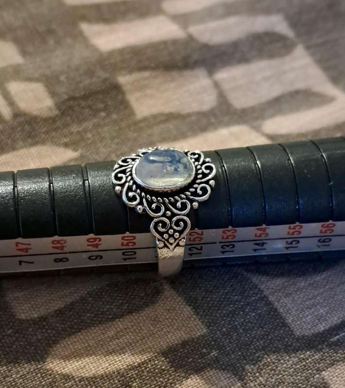 Opalite Ring Silver Plated Size 6